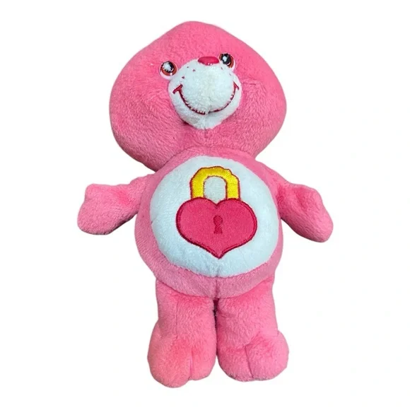 2004 Care Bears “Secret Bear” Pink with Lock Heart 8 inches - Picture 4 of 5